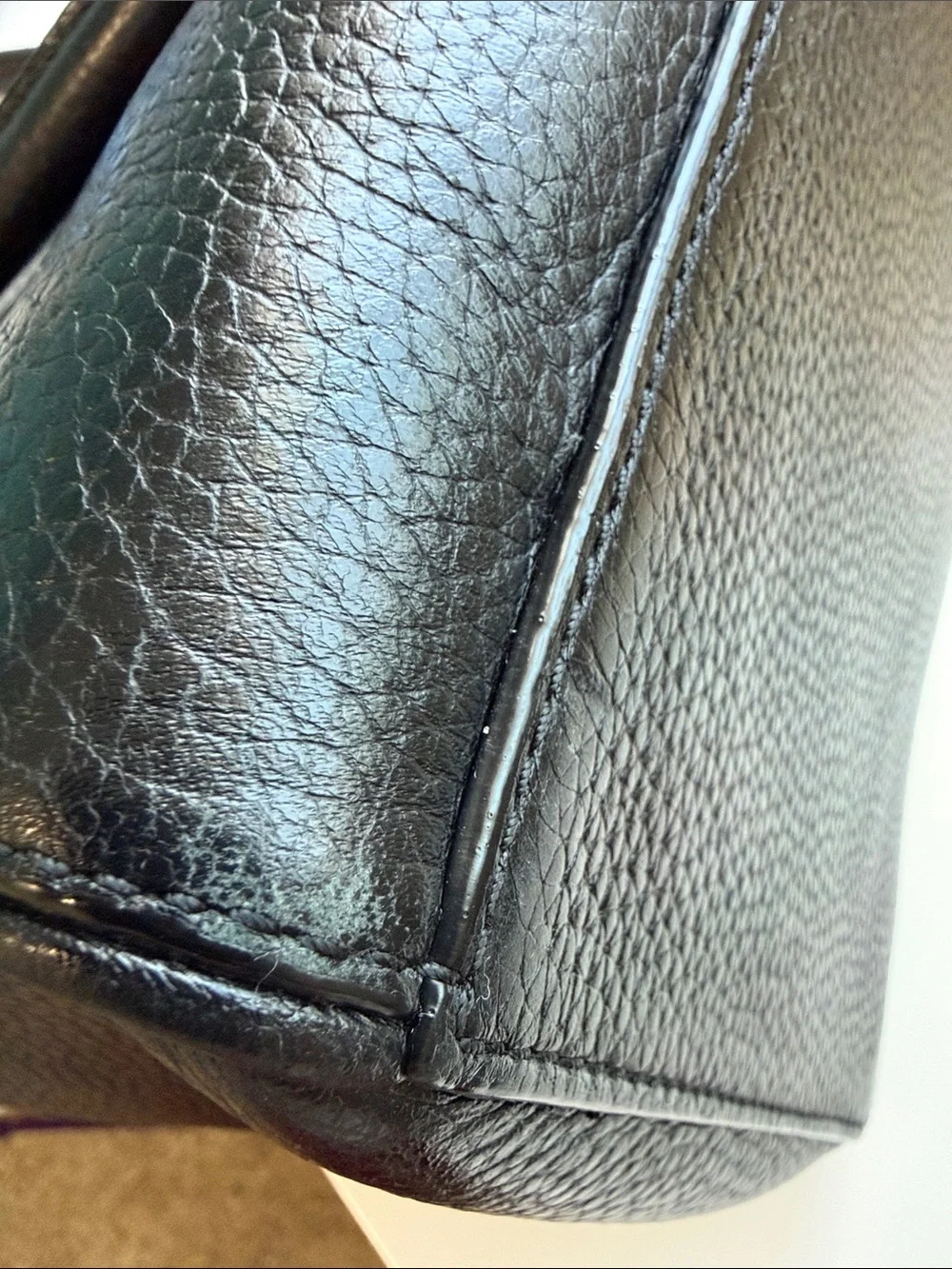 kate spade Black Pebbled Leather Tote with Front Zip Pocket